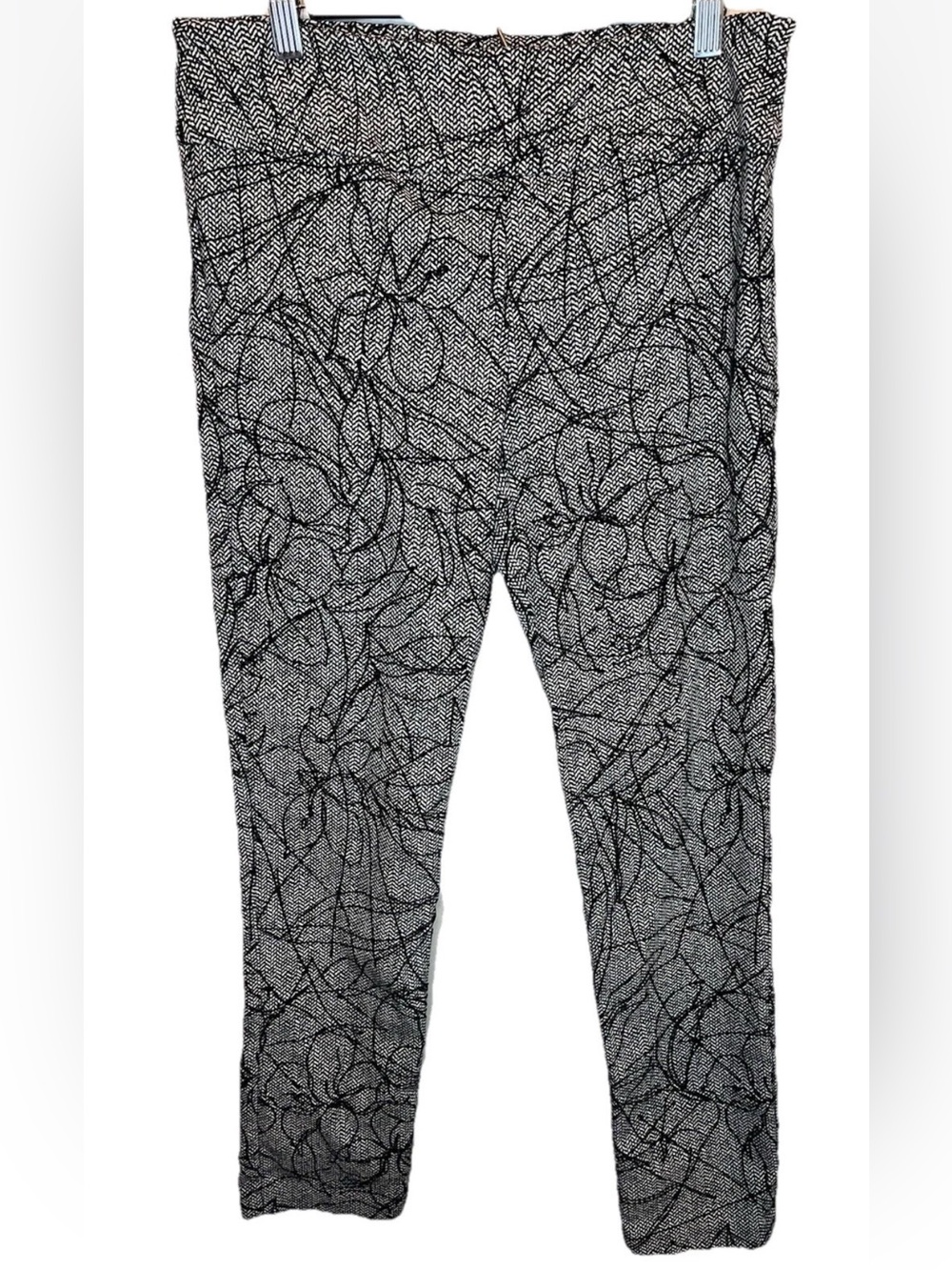 ELLIOTT LAUREN Stretch Cotton Twill Cropped Pants Black White Size 8 EUC